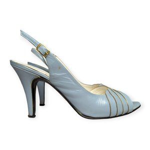 Vintage Regency Light Blue Sling Back Heels Size 8AA